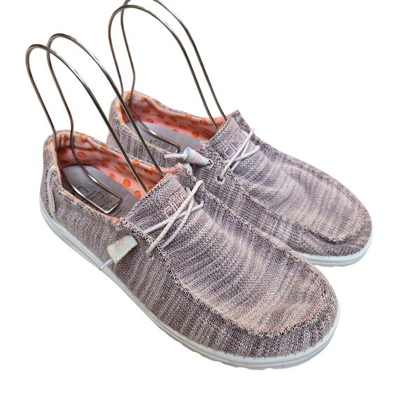 Hey Dude Wendy Stretch Grey Pink Heathered Peach Interior Women’s Size 12 - Picture 1 of 9